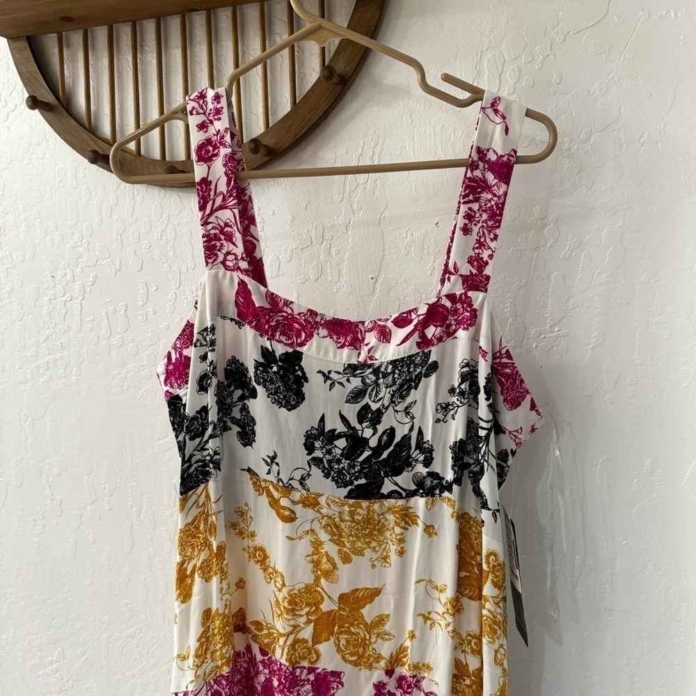 MSK Multi Floral Patchwork Style Maxi Tank Smock Back Dress XL NWT - Picture 4 of 11